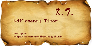Körmendy Tibor névjegykártya